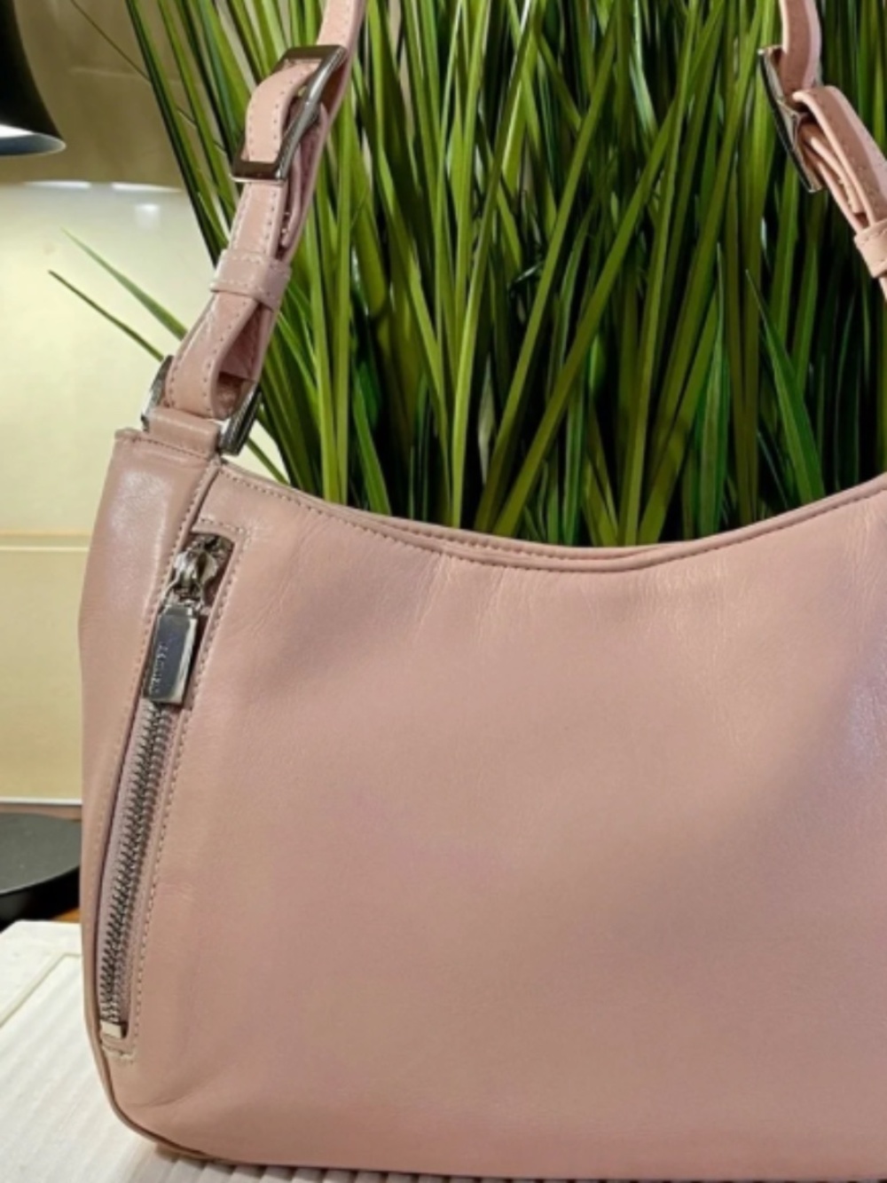 Perlina New York Pink Leather Shoulder Bag